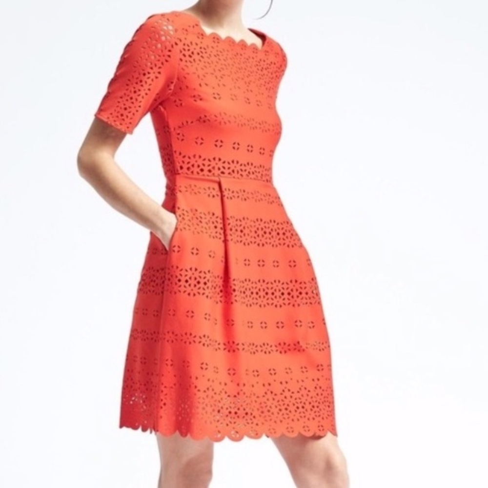 NEW Banana Republic Laser Cut Fit and Flare Dress